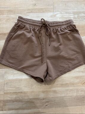 Brown Women's Cotton Drawstring Lounge Shorts